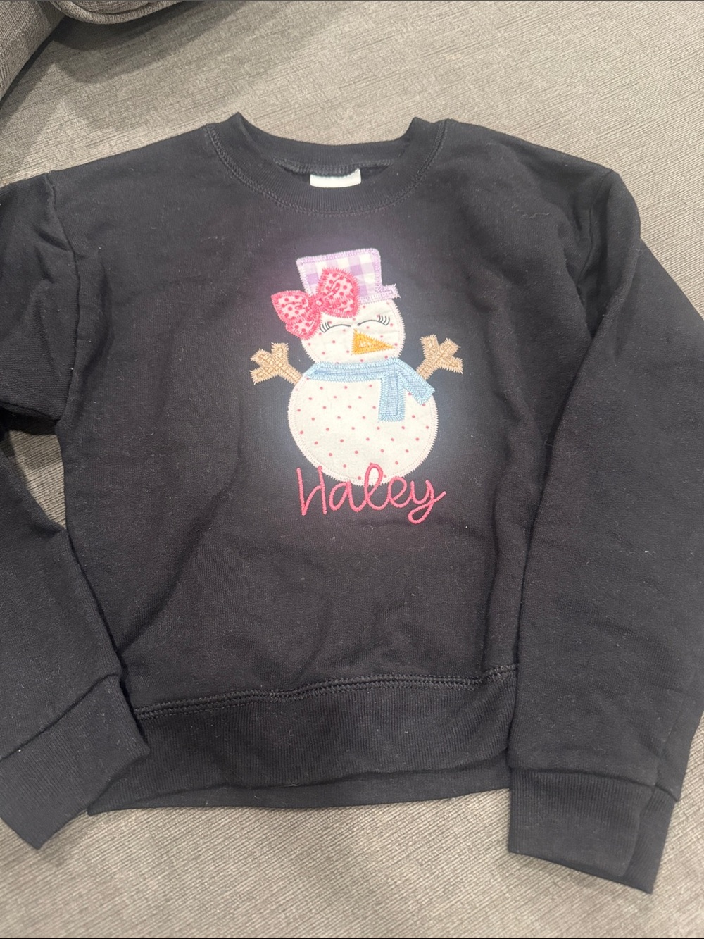 Black Kids Sweatshirt with Snowman - “Haley”